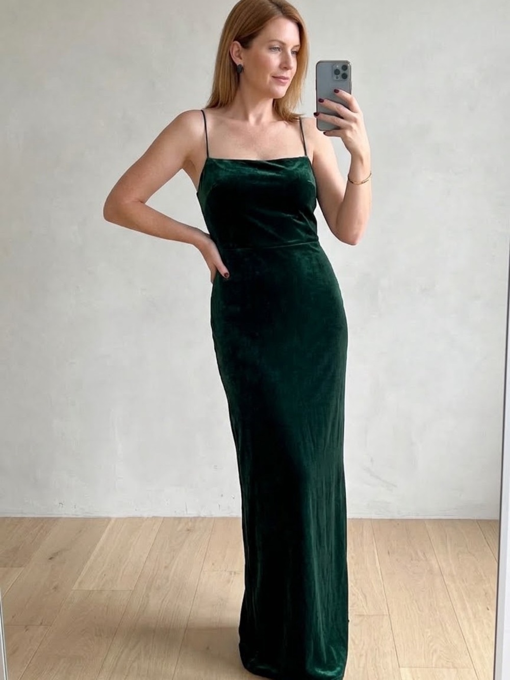 Reformation Frankie Velvet Dress - Forest Green, Size 12